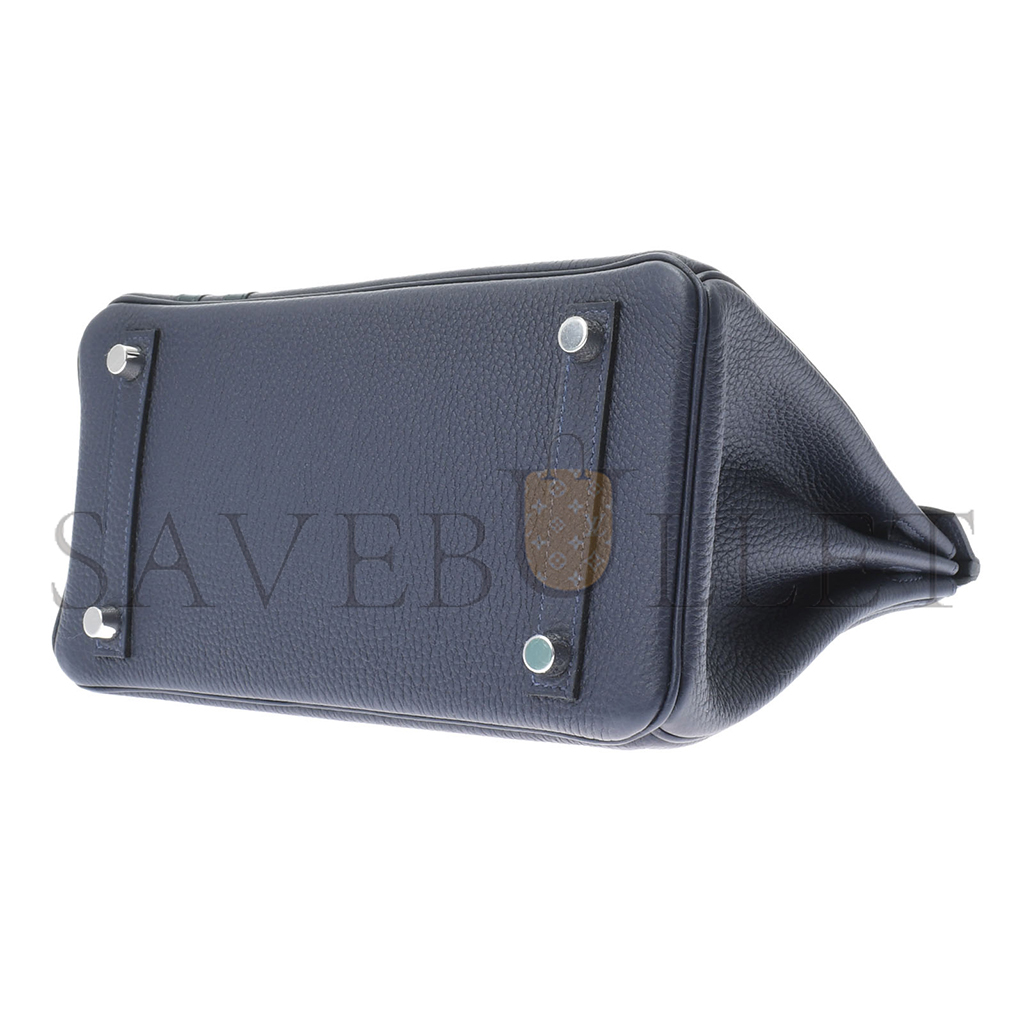 H**mes birkin 25 togo leather sapphire blue and peacock green silver buckle 476967 (25*20*13cm)